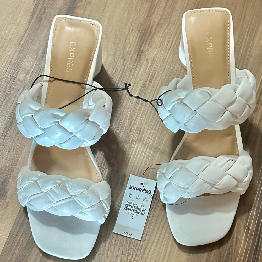 Express Women's White Braided Sandals